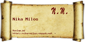 Nika Milos névjegykártya